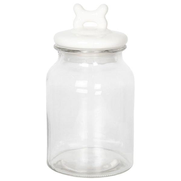 Glas-Vorratsdose Hundeleckerli - Porzellan-Deckel weiss - 2,3 Liter