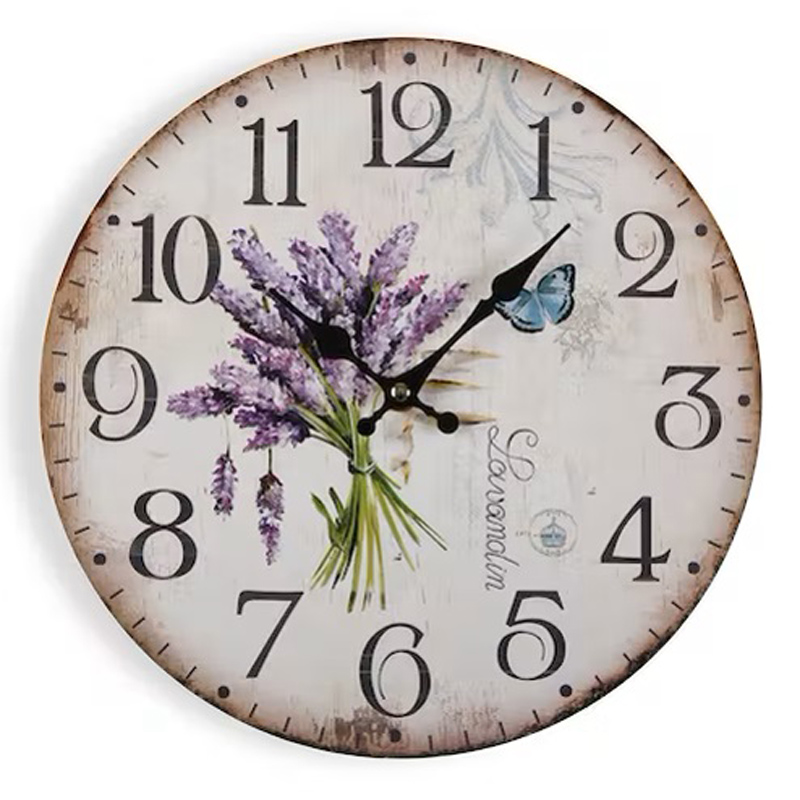 Wanduhr Lavendel aus Holz | beige | 29 cm | Landhausstil