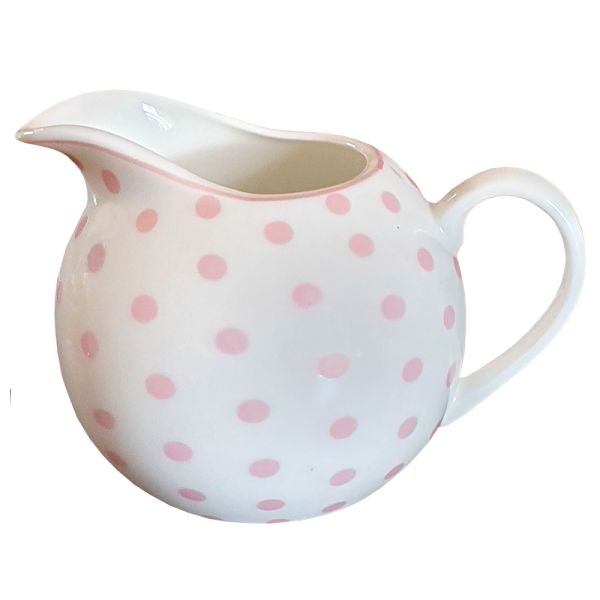 Weisses Porzellan-Milchkännchen - rosa Punkte
