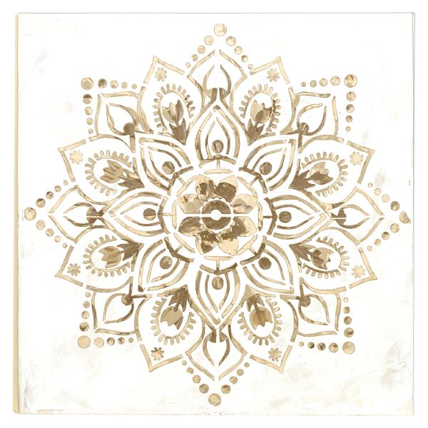 Wandbild Mandala weiss-braun - Leinwand - 60 cm 